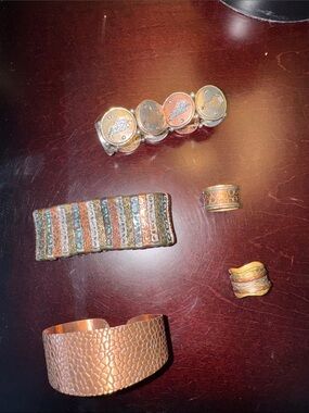 Mixed Metal Copper and Brass Women's Bracelet & Ring Set